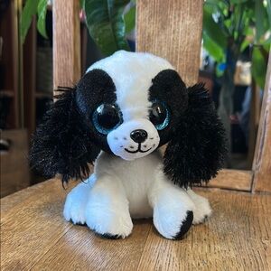 Adorable Black and White sitting pup (Sissy TY plush)